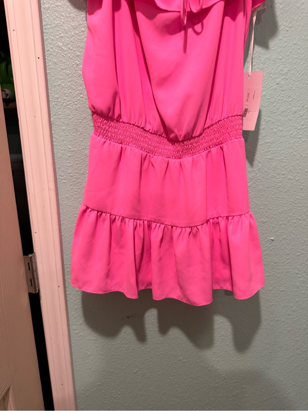 Amanda Uprichard Ali Romper Hot Pink Off-Shoulder Dress - Picture 5 of 9